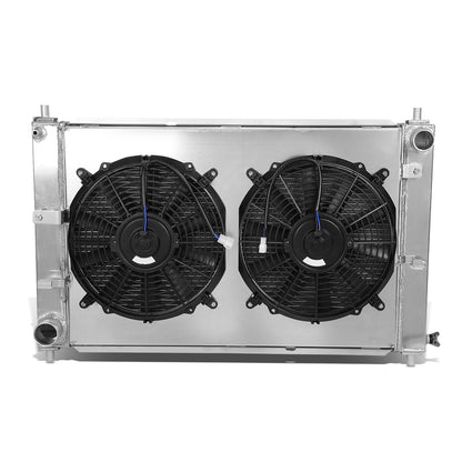 RADIADOR DE ALUMINIO RADIATOR + FAN SHROUD - 3 ROWS - 97-04 FORD MUSTANG V8 - MANUAL TRANSMISSION - BLACK FANS
