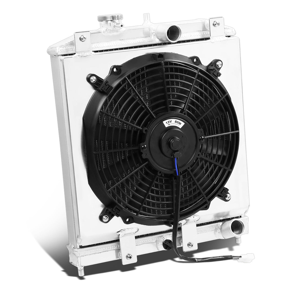 RADIADOR DE ALUMINIO RADIATOR + FAN SHROUD - 2 ROWS - 92-00 HONDA CIVIC / 93-97 DEL SOL / 94-01 ACURA INTEGRA (HALF SIZE) - 42MM - MANUAL TRANSMISSION - BLACK FAN
