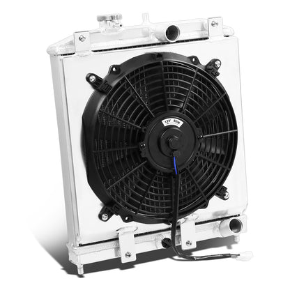 RADIADOR DE ALUMINIO RADIATOR + FAN SHROUD - 2 ROWS - 92-00 HONDA CIVIC / 93-97 DEL SOL / 94-01 ACURA INTEGRA (HALF SIZE) - 42MM - MANUAL TRANSMISSION - BLACK FAN