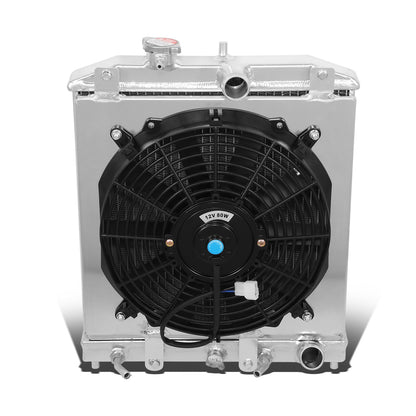 RADIADOR DE ALUMINIO RADIATOR + FAN SHROUD - 2 ROWS - 92-00 HONDA CIVIC / 93-97 DEL SOL / 94-01 ACURA INTEGRA (HALF SIZE) - 42MM - AUTOMATIC TRANSMISSION - BLACK FAN