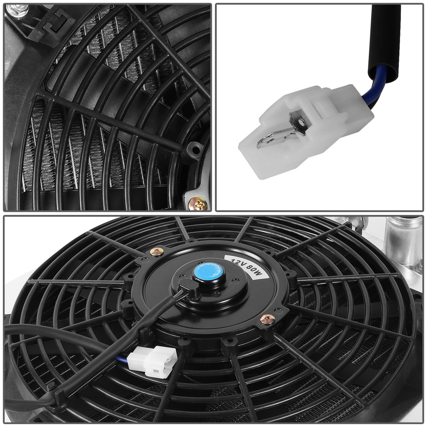 RADIADOR DE ALUMINIO RADIATOR + FAN SHROUD - 2 ROWS - 92-00 HONDA CIVIC / 93-97 DEL SOL / 94-01 ACURA INTEGRA (HALF SIZE) - 42MM - AUTOMATIC TRANSMISSION - BLACK FAN
