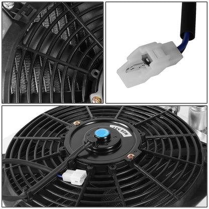 RADIADOR DE ALUMINIO RADIATOR + FAN SHROUD - 2 ROWS - 92-00 HONDA CIVIC / 93-97 DEL SOL / 94-01 ACURA INTEGRA (HALF SIZE) - 42MM - AUTOMATIC TRANSMISSION - BLACK FAN