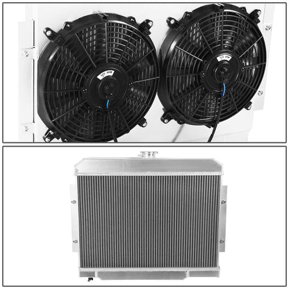 RADIADOR DE ALUMINIO RADIATOR + FAN SHROUD - 3 ROWS - 72-83 JEEP CJ5 3.8L, 4.2L, 5.0L / 73-75 JEEP CJ6 / 76-86 JEEP CJ7 3.8L, 4.2L, 5.0L / 74-75 JEEP CHEROKEE, JEEP J10 / 1973 JEEP COMMANDO - BLACK FANS