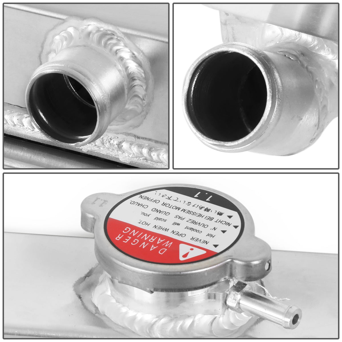 RADIADOR DE ALUMINIO RADIATOR + FAN SHROUD - 3 ROWS - 72-83 JEEP CJ5 3.8L, 4.2L, 5.0L / 73-75 JEEP CJ6 / 76-86 JEEP CJ7 3.8L, 4.2L, 5.0L / 74-75 JEEP CHEROKEE, JEEP J10 / 1973 JEEP COMMANDO - BLACK FANS