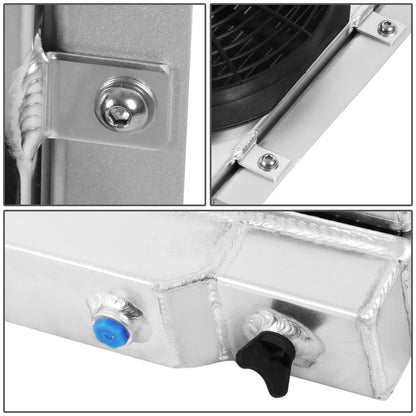 RADIADOR DE ALUMINIO RADIATOR + FAN SHROUD - 3 ROWS - 72-83 JEEP CJ5 3.8L, 4.2L, 5.0L / 73-75 JEEP CJ6 / 76-86 JEEP CJ7 3.8L, 4.2L, 5.0L / 74-75 JEEP CHEROKEE, JEEP J10 / 1973 JEEP COMMANDO - BLACK FANS