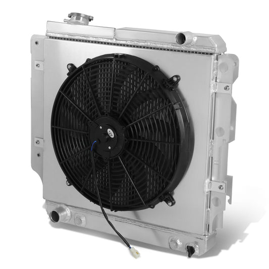 RADIADOR DE ALUMINIO RADIATOR + FAN SHROUD - 3 ROWS - 87-06 JEEP WRANGLER 2.4L-4.2L - BLACK FAN