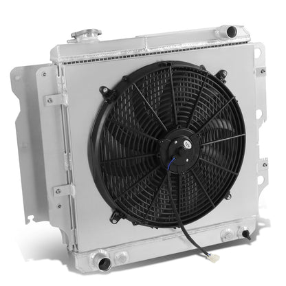 RADIADOR DE ALUMINIO RADIATOR + FAN SHROUD - 3 ROWS - 87-06 JEEP WRANGLER 2.4L-4.2L - BLACK FAN