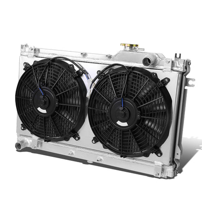 RADIADOR DE ALUMINIO RADIATOR + FAN SHROUD - 2 ROWS - 90-97 MAZDA MIATA - MANUAL TRANSMISSION - BLACK FANS