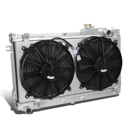 RADIADOR DE ALUMINIO RADIATOR + FAN SHROUD - 2 ROWS - 90-97 MAZDA MIATA - MANUAL TRANSMISSION - BLACK FANS