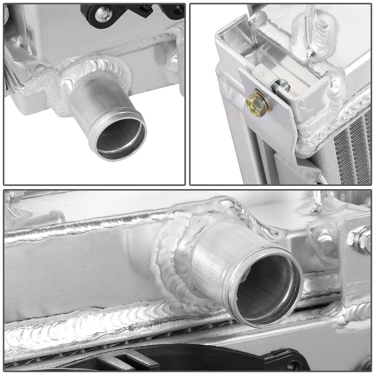 RADIADOR DE ALUMINIO RADIATOR + FAN SHROUD - 2 ROWS - 90-97 MAZDA MIATA - MANUAL TRANSMISSION - BLACK FANS