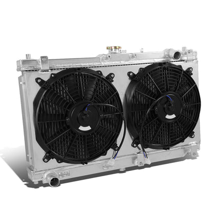 RADIADOR DE ALUMINIO RADIATOR + FAN SHROUD - 2 ROWS - 98-05 MAZDA MIATA MX-5 - MANUAL TRANSMISSION - BLACK FANS