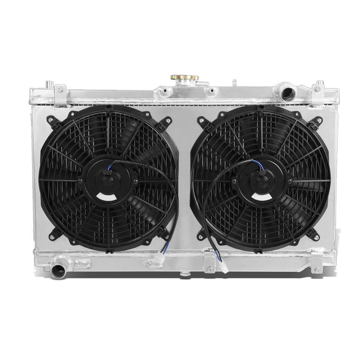 RADIADOR DE ALUMINIO RADIATOR + FAN SHROUD - 2 ROWS - 98-05 MAZDA MIATA MX-5 - MANUAL TRANSMISSION - BLACK FANS