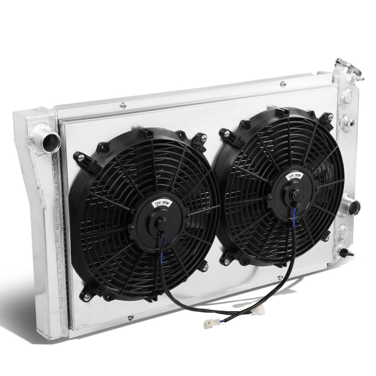 RADIADOR DE ALUMINIO RADIATOR + FAN SHROUD - 3 ROWS - 82-02 CHEVY S10, S10 BLAZER V8 CONVERSION - 84-90 CHEVY CORVETTE - BLACK FANS