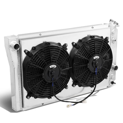 RADIADOR DE ALUMINIO RADIATOR + FAN SHROUD - 3 ROWS - 82-02 CHEVY S10, S10 BLAZER V8 CONVERSION - 84-90 CHEVY CORVETTE - BLACK FANS