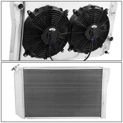RADIADOR DE ALUMINIO RADIATOR + FAN SHROUD - 3 ROWS - 82-02 CHEVY S10, S10 BLAZER V8 CONVERSION - 84-90 CHEVY CORVETTE - BLACK FANS