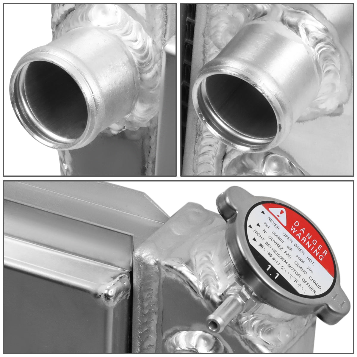 RADIADOR DE ALUMINIO RADIATOR + FAN SHROUD - 3 ROWS - 82-02 CHEVY S10, S10 BLAZER V8 CONVERSION - 84-90 CHEVY CORVETTE - BLACK FANS