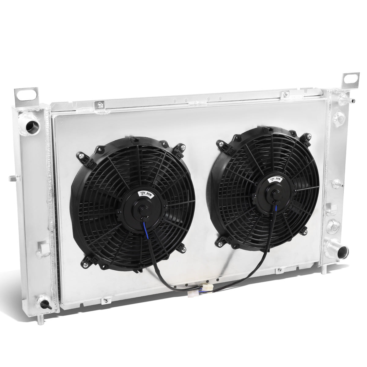 RADIADOR DE ALUMINIO RADIATOR + FAN SHROUD - 2 ROWS - 00-07 GMC YUKON / 00-06 GMC YUKON XL 1500 / 99-06 GMC SIERRA 1500 / 99-00 GMC SIERRA 2500 / 02-05 CADILLAC ESCALADE - FITS AUTOMATIC TRANSMISSION MODELS WITH 4.8L, 5.3L V8 ENGINES ONLY - BLACK FANS