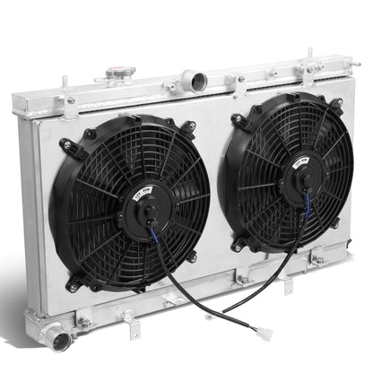 RADIADOR DE ALUMINIO RADIATOR + FAN SHROUD - 2 ROWS - 02-07 SUBARU IMPREZA, WRX, STI 2.0L, 2.5L - MANUAL TRANSMISSION ONLY - BLACK FANS