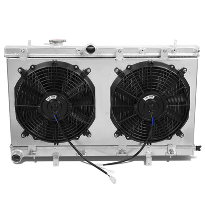 RADIADOR DE ALUMINIO RADIATOR + FAN SHROUD - 2 ROWS - 02-07 SUBARU IMPREZA, WRX, STI 2.0L, 2.5L - MANUAL TRANSMISSION ONLY - BLACK FANS