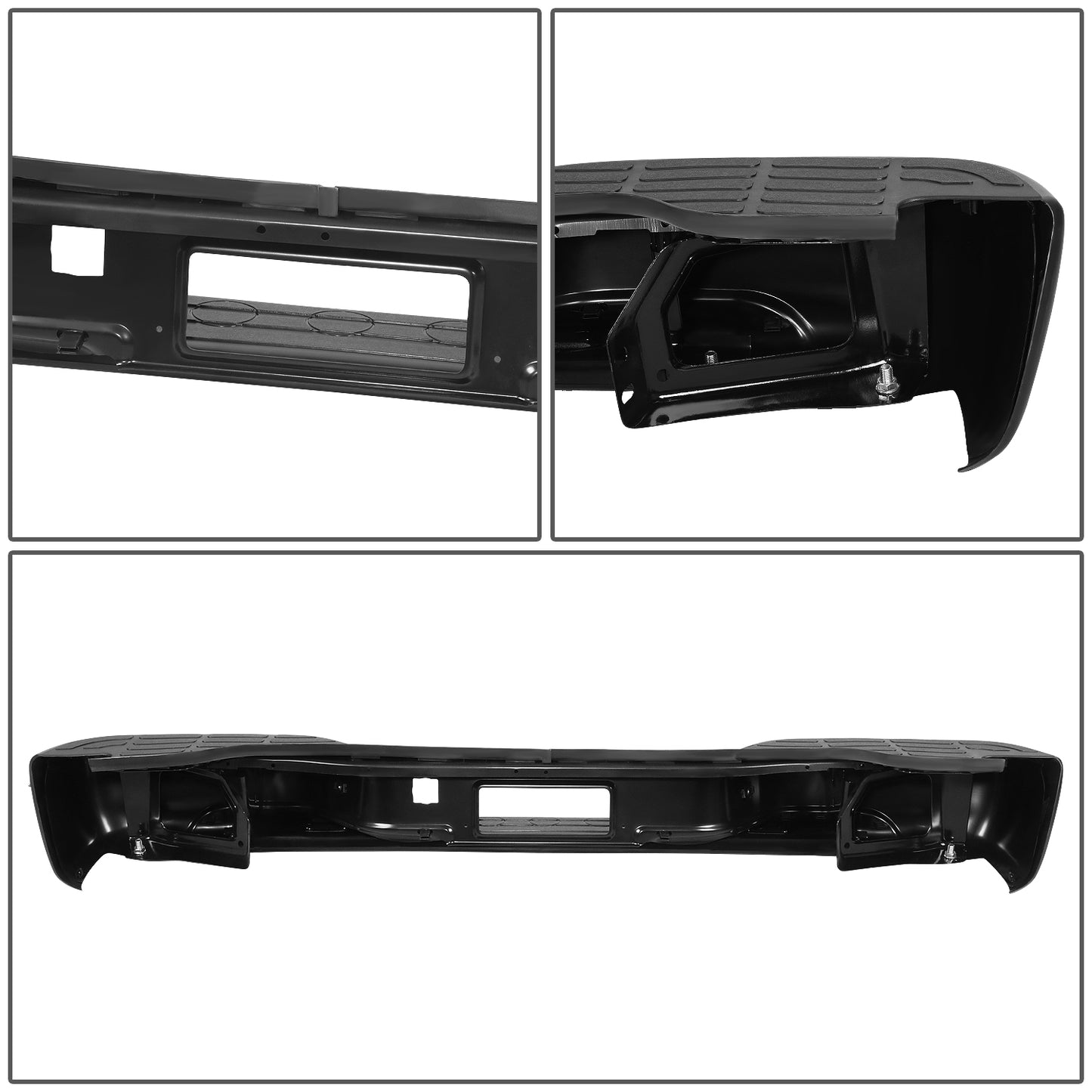 BURRERA TRASERA 00-06 CHEVROLET SUBURBAN 1500 2500 / TAHOE / GMC YUKON XL 1500 - W/ LICENSE PLATE LIGHTS - BLACK/STEEL