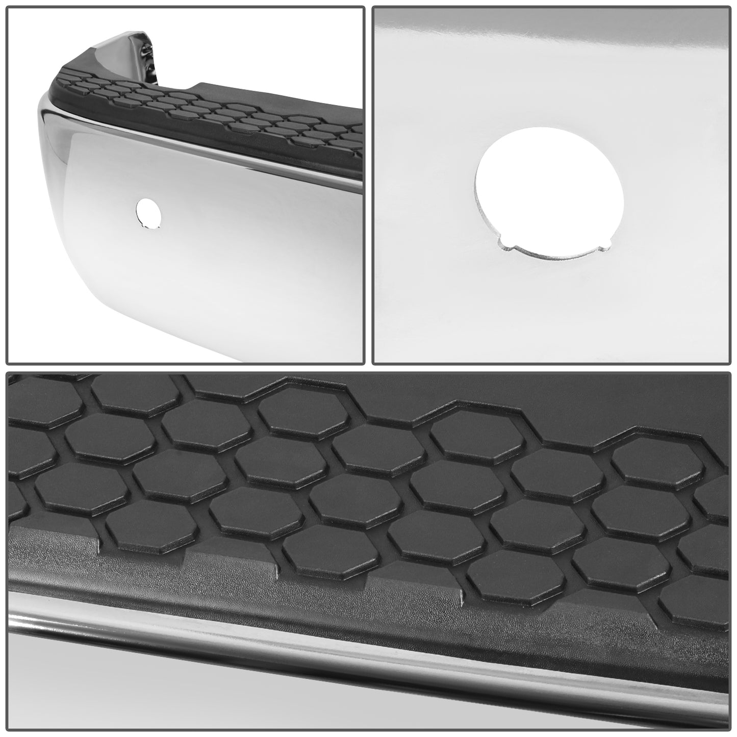 BURRERA TRASERA 09-19 DODGE RAM 1500 2500 3500 - ALSO FITS 19 RAM 1500 CLASSIC - W/O DUAL EXHAUST & W/ BACKUP SENSORS - FITS MODELS W/O DUAL EXHAUST W/ BACKUP SENSORS - CHROME/STEEL