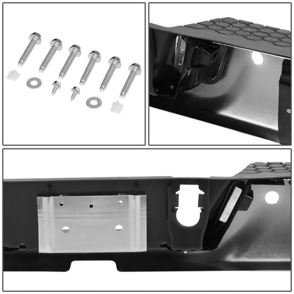 BURRERA TRASERA 09-19 DODGE RAM 1500 2500 3500 - ALSO FITS 19 RAM 1500 CLASSIC - W/O DUAL EXHAUST & W/ BACKUP SENSORS - FITS MODELS W/O DUAL EXHAUST W/ BACKUP SENSORS - CHROME/STEEL