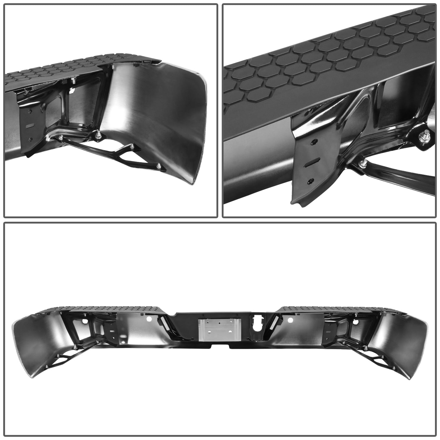 BURRERA TRASERA 09-19 DODGE RAM 1500 2500 3500 - ALSO FITS 19 RAM 1500 CLASSIC - W/O DUAL EXHAUST & W/ BACKUP SENSORS - FITS MODELS W/O DUAL EXHAUST W/ BACKUP SENSORS - CHROME/STEEL