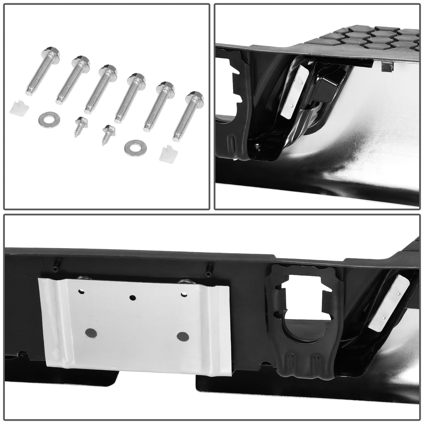 BURRERA TRASERA 09-19 DODGE RAM 1500 - ALSO FITS 19 RAM 1500 CLASSIC - W/ DUAL EXHAUST & W/ BACKUP SENSORS - FITS MODELS W/ DUAL EXHAUST W/ BACKUP SENSORS - CHROME/STEEL