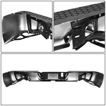 BURRERA TRASERA 09-19 DODGE RAM 1500 - ALSO FITS 19 RAM 1500 CLASSIC - W/ DUAL EXHAUST - FITS MODELS W/O BACKUP SENSORS - CHROME/STEEL