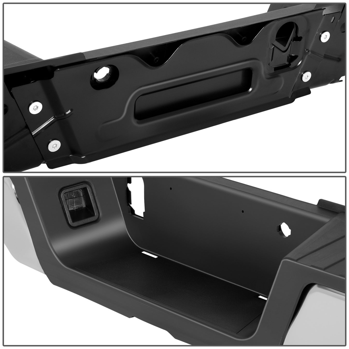 BURRERA TRASERA 17-22 FORD F-250 SUPER DUTY / 17-22 FORD F-350 SUPER DUTY - WITHOUT PARKING ASSIST SENSOR HOLES - CHROME