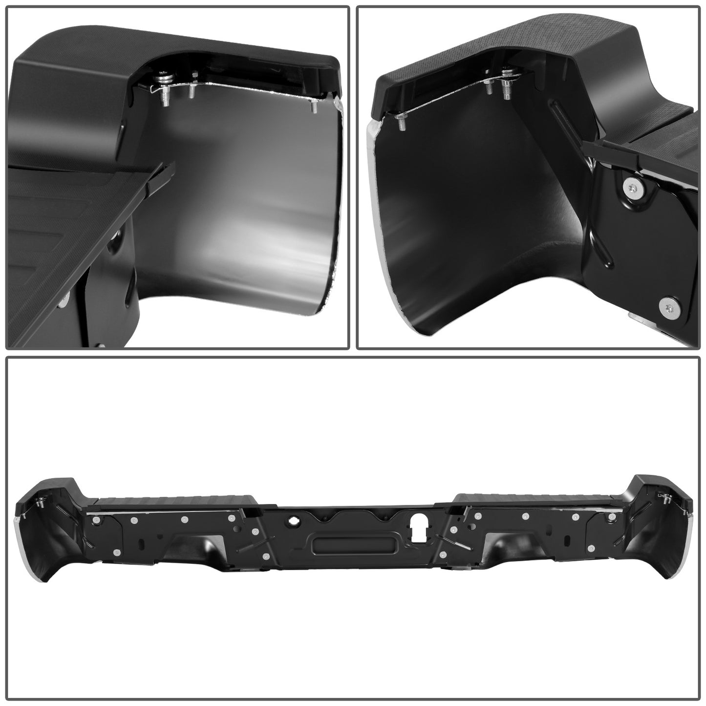 BURRERA TRASERA 17-22 FORD F-250 SUPER DUTY / 17-22 FORD F-350 SUPER DUTY - WITH PARKING ASSIST SENSOR HOLES - CHROME