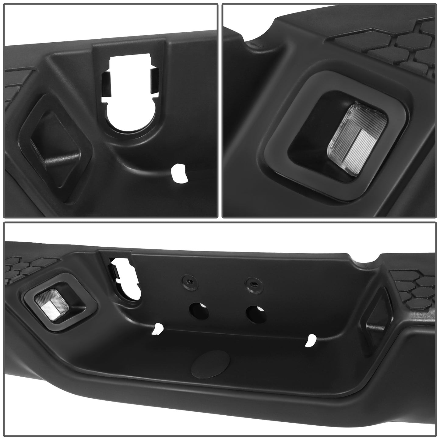 BURRERA TRASERA 09-10 DODGE RAM 1500 / 11-18 RAM 1500 / 19-23 RAM 1500 CLASSIC - WITH SENSOR HOLE,WITH DUAL EXHAUST CUTOUTS - BLACK