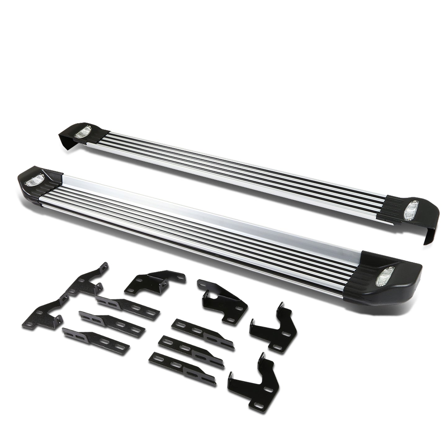 ESTRIBOS ALUMINUM - 5.25" - 09-15 HONDA PILOT - W/ LIGHTS - METALLIC / BLACK