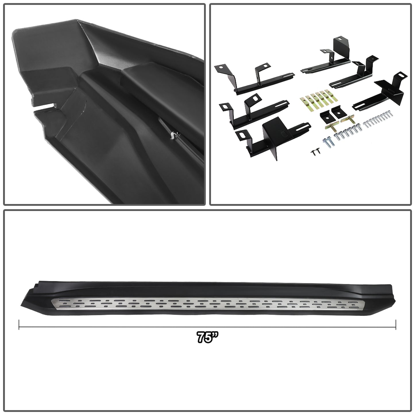 ESTRIBOS ALUMINUM - 3.5" - 14-16 TOYOTA HIGHLANDER - OE STYLE - METALLIC / BLACK