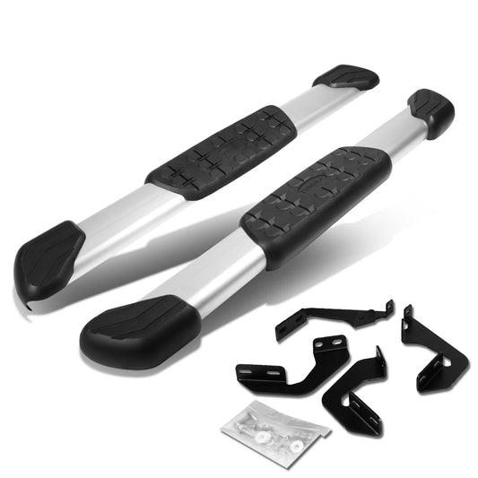 ESTRIBOS ALUMINUM - 5" - 07-17 TOYOTA TUNDRA 2-DOOR STANDARD CAB - OE STYLE - SILVER / BLACK