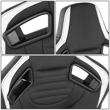 ASIENTOS RACING BLACK RED PVC - WITH SINGLE ADJUSTOR & DOUBLE SLIDER- VEHICLES WITH AFTERMARKET SEAT BRACKET; CAN ACCOMODATE SEAT OVERALL DIMENSIONS