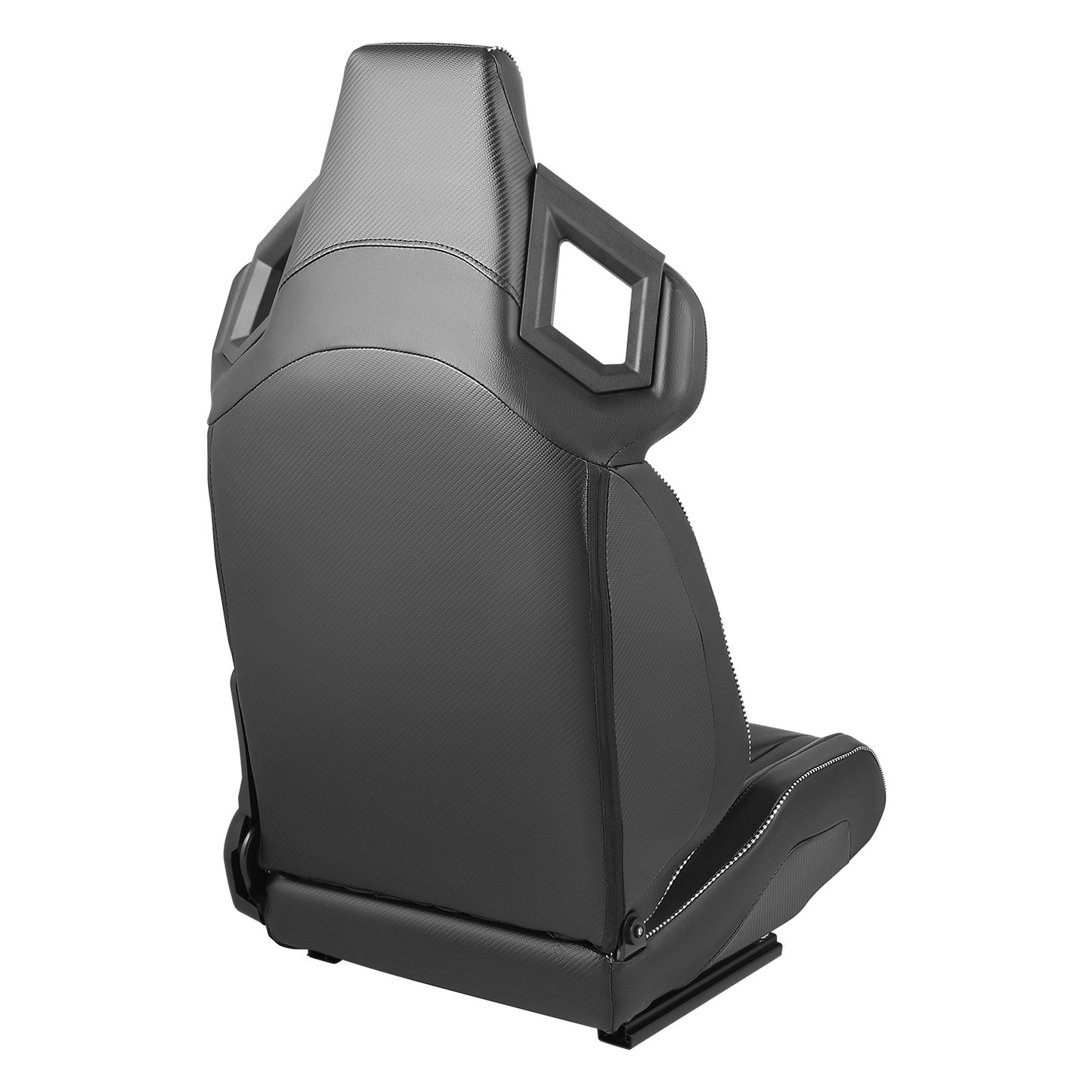 ASIENTOS RACING BLACK PVC + BLACK CARBON LOOKING LEATHER + LIGHT EDGE*STEEL SEAT FRAME & MEMORY FOAM*BLACK SAFETY BELT HOLES*WITH SINGLE ADJUSTOR & DOUBLE SLIDER