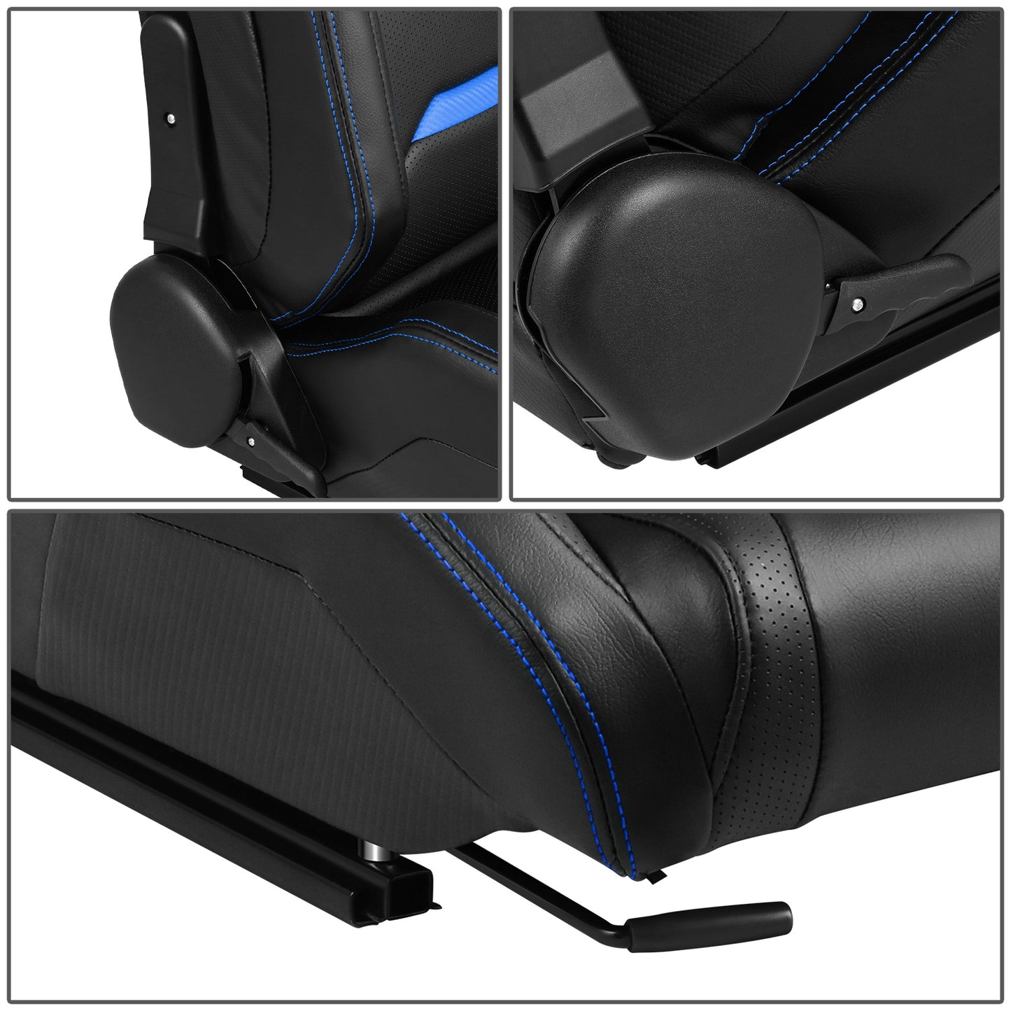 ASIENTOS RACING BLACK PVC + BLACK CARBON LOOKING LEATHER + LIGHT EDGE*STEEL SEAT FRAME & MEMORY FOAM*BLACK SAFETY BELT HOLES*WITH SINGLE ADJUSTOR & DOUBLE SLIDER