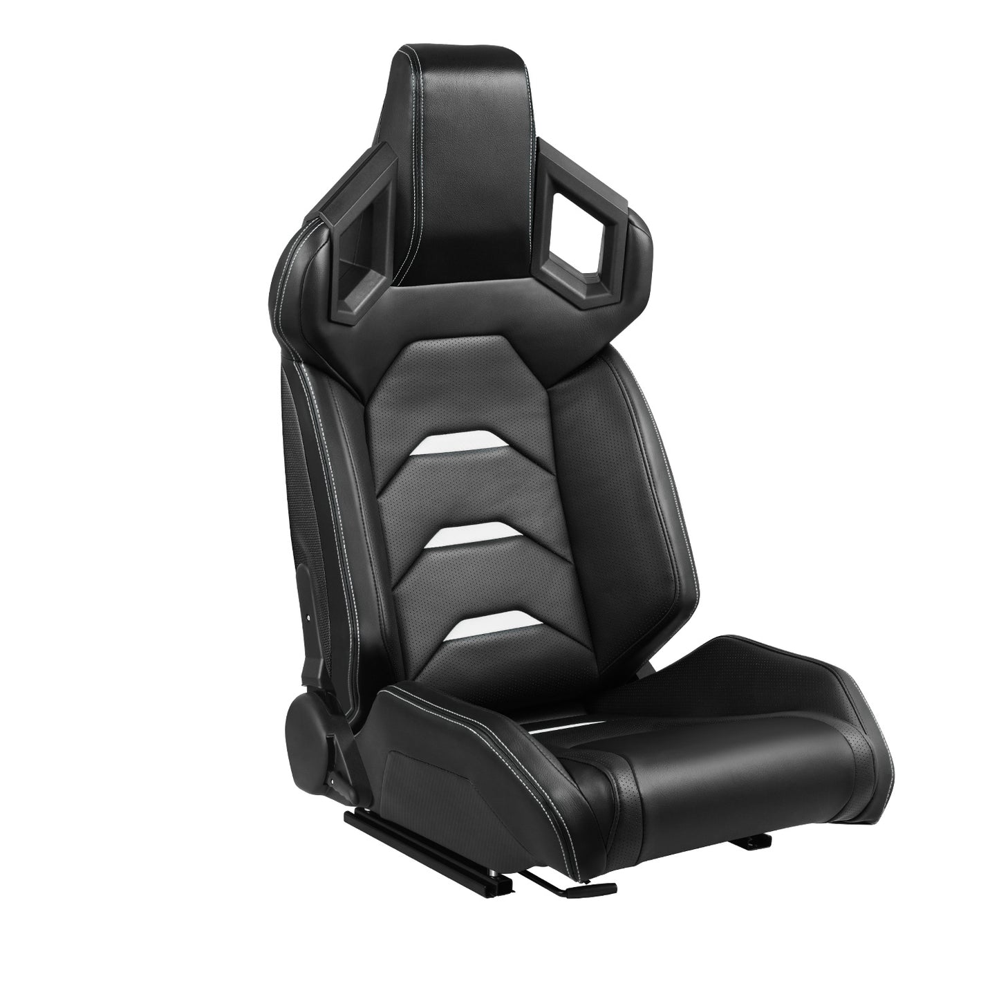 ASIENTOS RACING BLACK PVC + BLACK CARBON LOOKING LEATHER + LIGHT EDGE*STEEL SEAT FRAME & MEMORY FOAM*BLACK SAFETY BELT HOLES*WITH SINGLE ADJUSTOR & DOUBLE SLIDER