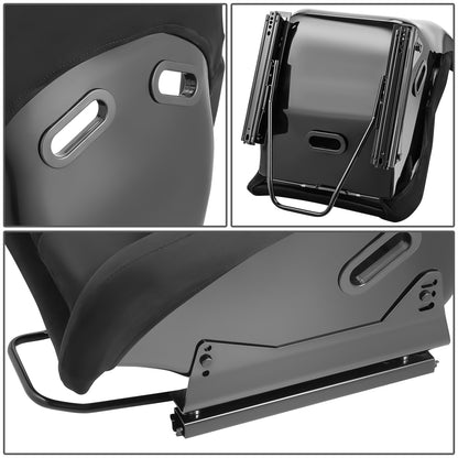 ASIENTOS RACING (ONE SIDE ONLY) *SUEDE*ALL IN BLACK (YOU CAN CHANGE THE COLOR)*FIBERGLASS & MEMORY FOAM*BLACK SAFETY BELT HOLES*WITH DOUBLE SLIDER