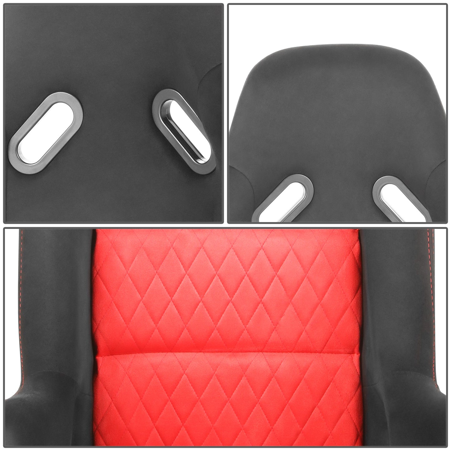 ASIENTOS RACING SUEDE*ALL IN BLACK + ORANGE STITCHING (YOU CAN CHANGE THE COLOR)*FIBERGLASS & MEMORY FOAM*BLACK SAFETY BELT HOLES*WITH DOUBLE SLIDER