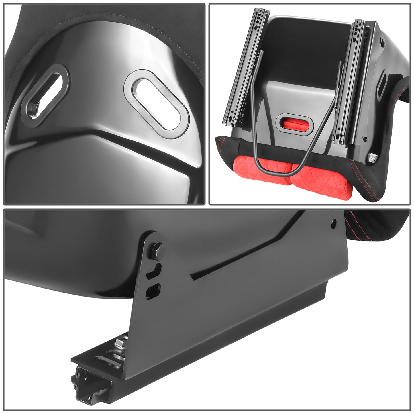 ASIENTOS RACING SUEDE*ALL IN BLACK + ORANGE STITCHING (YOU CAN CHANGE THE COLOR)*FIBERGLASS & MEMORY FOAM*BLACK SAFETY BELT HOLES*WITH DOUBLE SLIDER