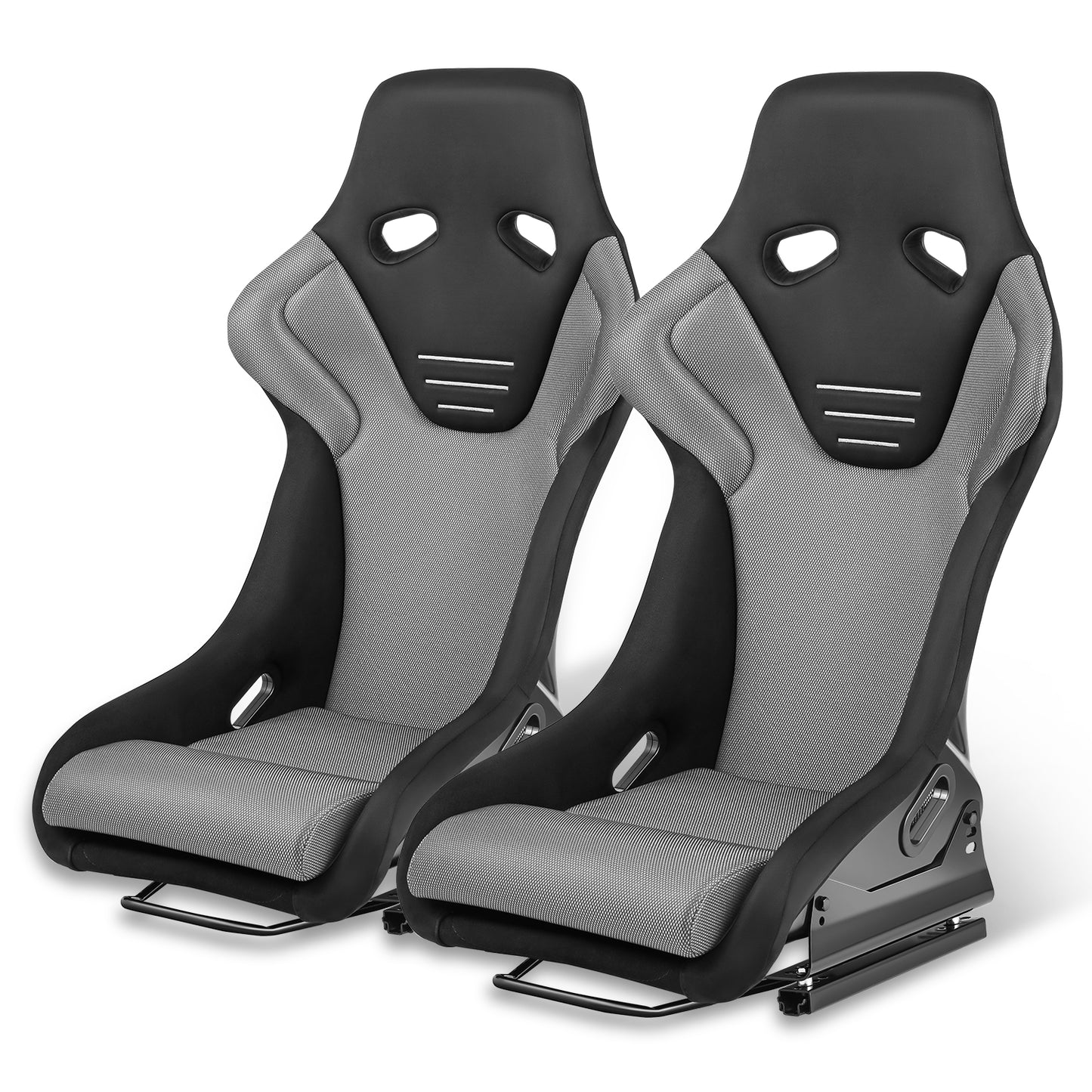 ASIENTOS RACING FABRIC*BLACK & BLUE (YOU CAN CHANGE THE COLOR)*FIBERGLASS & MEMORY FOAM*BLACK SAFETY BELT HOLES*WITH DOUBLE SLIDER