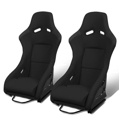 ASIENTOS RACING BUCKET - FABRIC - FIBERGLASS FRAME - W/ SLIDER - BLACK