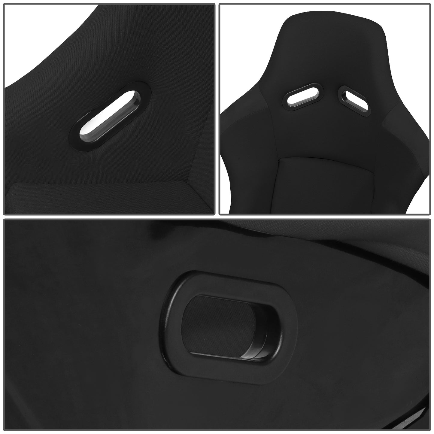 ASIENTOS RACING BUCKET - FABRIC - FIBERGLASS FRAME - W/ SLIDER - BLACK