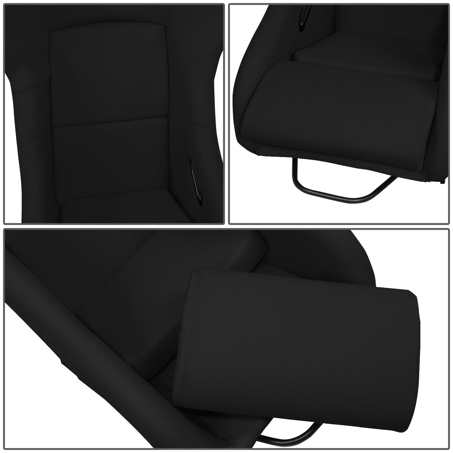 ASIENTOS RACING BUCKET - FABRIC - FIBERGLASS FRAME - W/ SLIDER - BLACK