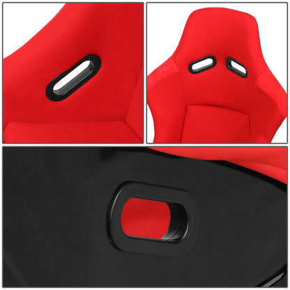 ASIENTOS RACING BUCKET - FABRIC - FIBERGLASS FRAME - W/ SLIDER - RED