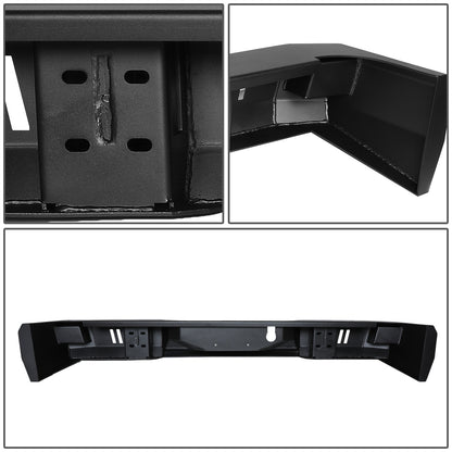 DEFENSA TRASERA OFF ROAD 09-18 DODGE RAM 1500 / 10-18 DODGE RAM 2500, 3500 - W/ D-RING SHACKLES - FITS MODELS WITHOUT REAR SENSORS - BLACK