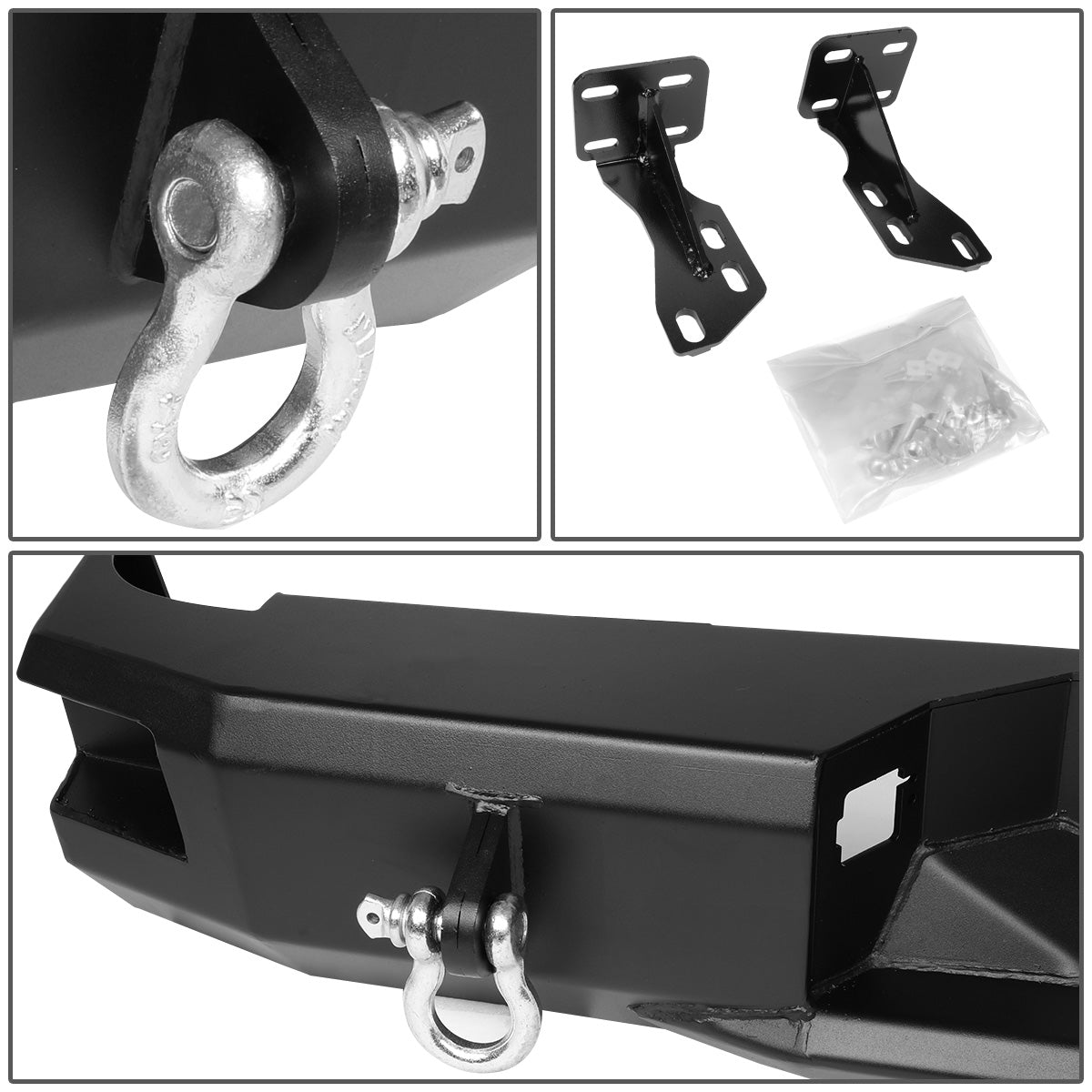 DEFENSA TRASERA OFF ROAD 07-13 TOYOTA TUNDRA - W/ D-RING SHACKLES - FITS MODELS WITHOUT REAR SENSORS - BLACK \