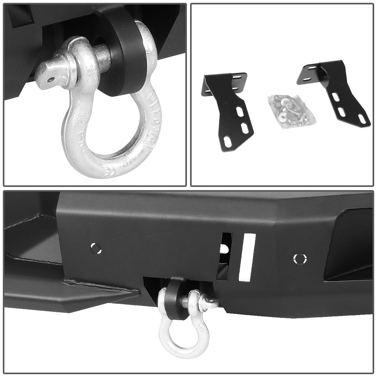 DEFENSA TRASERA OFF ROAD 14-19 TOYOTA TUNDRA - W/ D-RING SHACKLES - BLACK